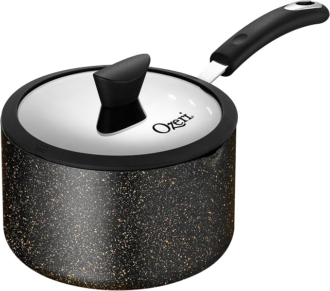 The All-In-One Stone Saucepan and Cooking Pot By Ozeri | Utilizes A Stone-derived Coating From Germany That Is 100% Free of APEO, GenX, PFBS, PFOS, PFOA, NMP and NEP