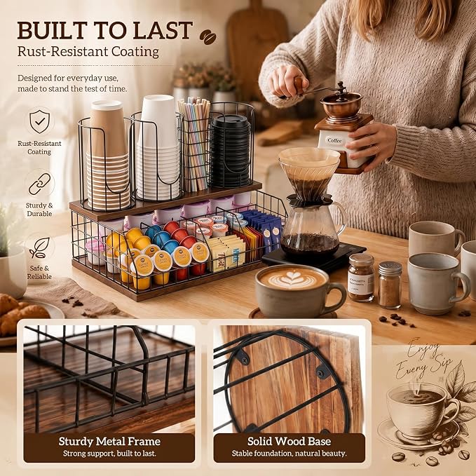 18oz Coffee Cup & Lid Dispenser with Base(4-grid, Color 8)