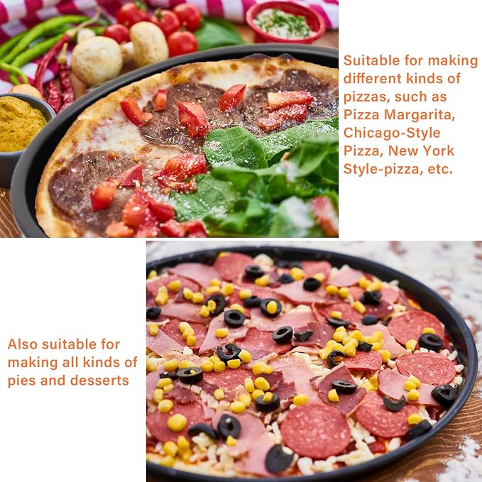 6 Inch Deep Pizza Pan,Non-Stick Round Baking Tray,Black,1Pcs | Kitchen Bakeware Tool,Lightweight,Long-Lasting,Easy To Clean,For Baking Pizza,Cakes,Quiches And Homemade Baking