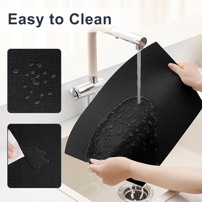Homaxy Wedge Faux Leather Placemats for Round Table, Set of 4, Black | Waterproof Wipeable Washable Table Mats, Easy to Clean Anti-Slip Place Mats, 11.8" x 17"