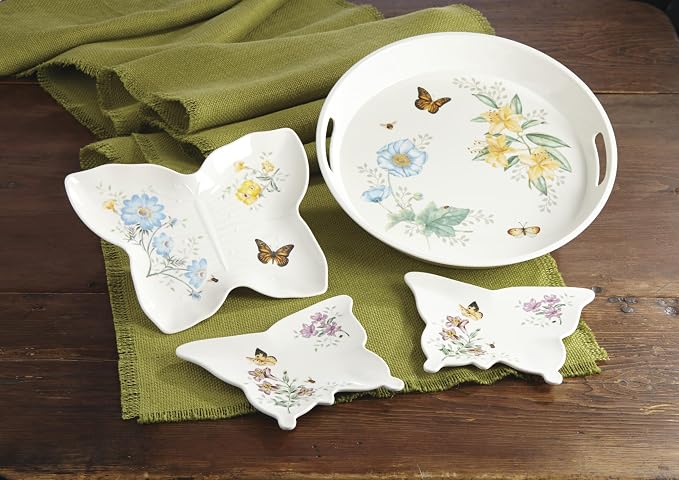 Lenox 865999 Butterfly Meadow Melamine Round Tray, Lightweight Melamine Material