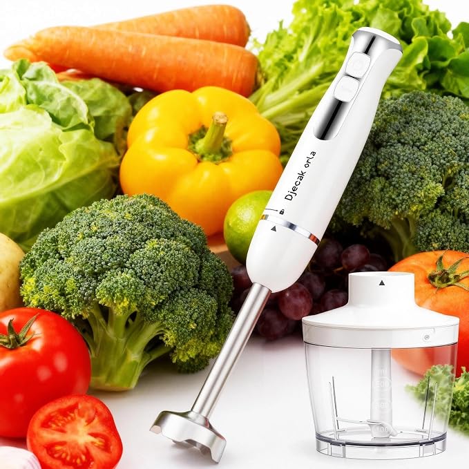 1100W 5-in-1 Immersion Handheld Blender White | 20 Speed Turbo Stick hand Blender with 15,500 RPM, Includes Whisk, Milk Frother, 500ml Chopper & 600ml BPA-Free Beaker