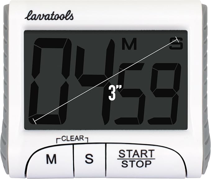 Lavatools KT1 Digital Kitchen Timer & Stopwatch, Large Display, Bold Digits, Simple Operation, Loud Alarm, Magnetic Kickstand for Cooking and Classroom