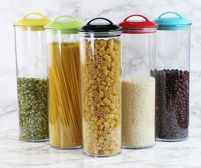 Calypso Basics by Reston Lloyd Acrylic Storage Canisters, Spaghetti, Red