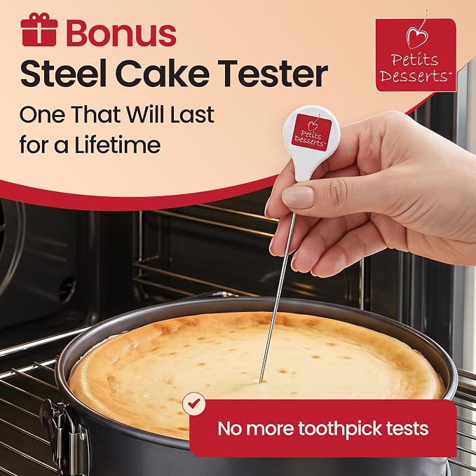 Cheesecake Pan and Springform Cake Pan Set - 4, 7, 9 and 11 in, NONSTICK | with CAKE SLICER and TESTER; INSTANT POT – Compatible; Easy-open Latches for Cheesecakes, Layer Cakes, Quiches; for Gifting