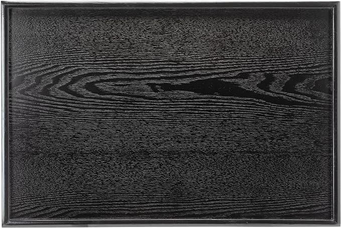 17.7 x 13 Inches Extra Large Solid Wood Serving Tray for Tea Coffee Table Snack Food Meals Serving Plate Kitchen Party Bar Breakfast Server with Raised Edges Black Wooden Decorative Ottoman Tray