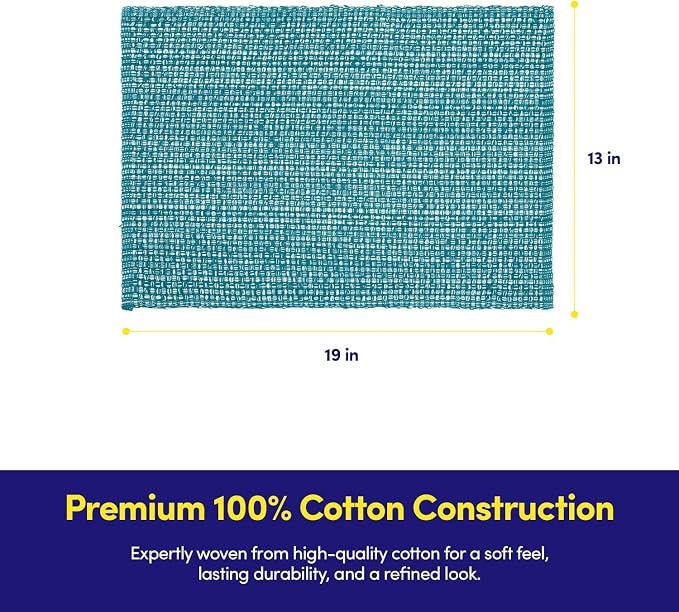 Sweet Home Collection 100% Cotton Placemats for Dining Room Rectangle Two Tone Woven Fabric 13" x 19" Soft Durable Table Mat Set, Set of 6, Turquoise