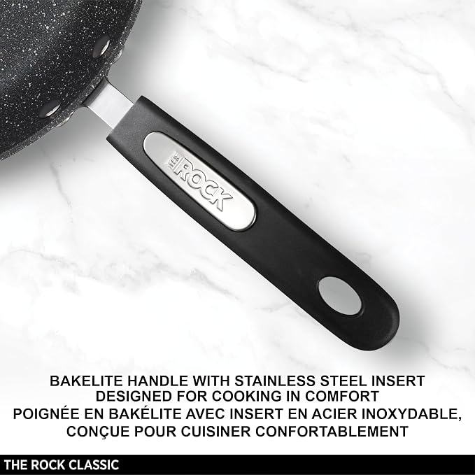 Starfrit The Rock Classic 12.5" (32cm) Non-Stick Deep Fry Pan with Helper Handle - Durable Forged Aluminum - Oven Safe - PFOA Free - Easy to Clean