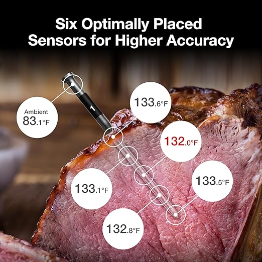 ThermoMaven WiFi Wireless Meat Thermometer, 2 Probes, Smart Base, 6 Sensors | Unlimted Monitor Range via APP, Commercial-Grade NIST Certified Accuracy, for Restaurant Kitchen, BBQ/Grill/Oven