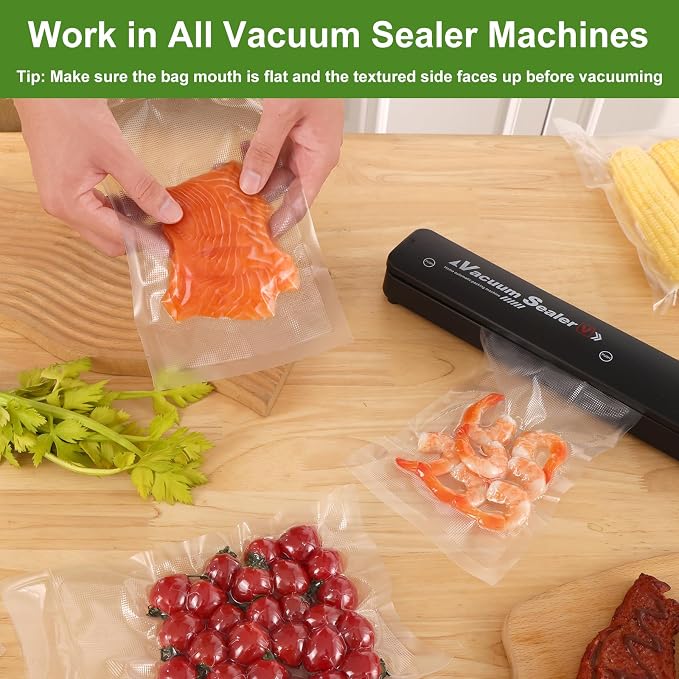 Vacuum Sealer Bags for Food Storage, 6" x 10" Vacuum Seal Bags, 100 Count | 3Mil Embossed BPA-Free Puncture-Resistant Bags, Universal Fit for Sous Vide, Meal Prep, Freezer Storage & Food Preservation