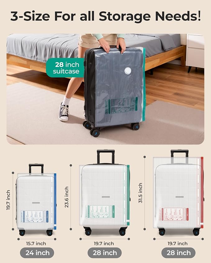 BAGSMART Travel Vacuum Bags with Rechargeable Electric Pump, 15PC Kit | Heavy-duty PA+PE material, Bonus Shoe, Laundry & Toiletry Bags, Save 80% Space Ideal for suitcase packing, travel & home.