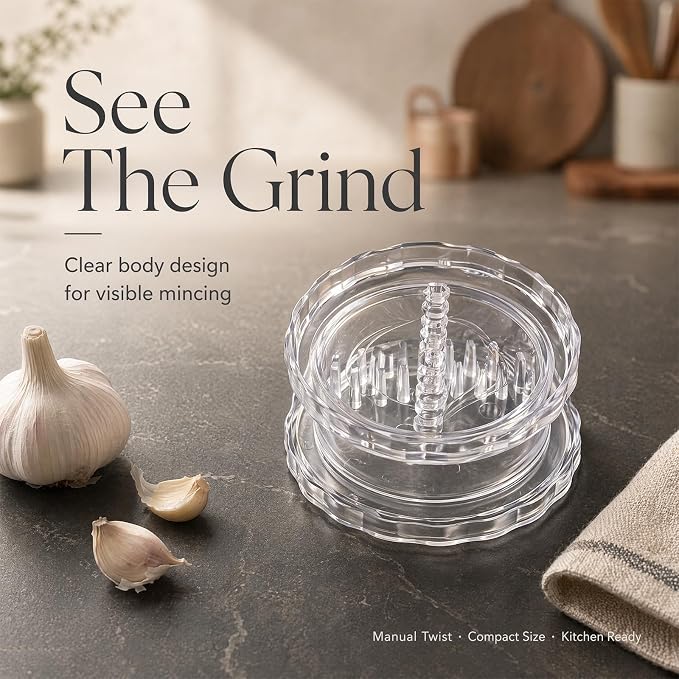 3PCS garlic twister mincer,Clear Manual Garlic Twister and Ginger Mincer Tool, Compact Garlic Mincer Tool, Ginger, Herbs (White-3PC)