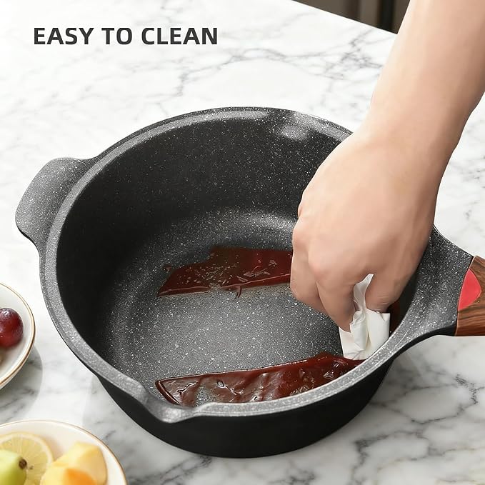 Vinchef 4QT Sauce Pan & 12.5IN Skillet Set with Lids, Nonstick,Black | Scratch-resistant PFAS-free nonstick, dishwasher-safe, induction-ready, stay-cool handles