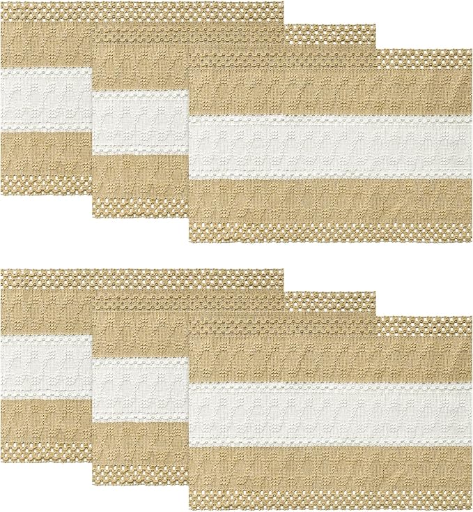 Artoid Mode Burlap Brown Farmhouse Rustic Placemats Set of 6,12x18 Inch Seasonal Hollow Table Mats Party Kitchen Dining Decoration