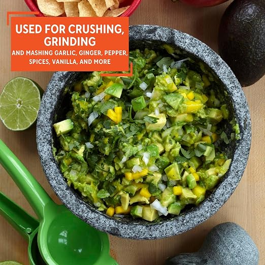 IMUSA USA Super Heavy Traditional Granite Molcajete Spice Grinder, 8-Inch, Gray, 8