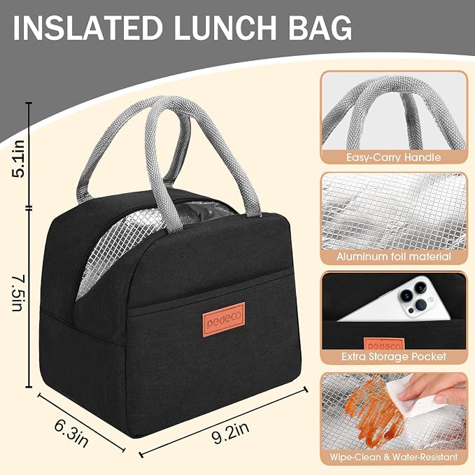 Stackable Stainless Steel Bento Box with Insulated bag,Leak-Proof,2-Tier Bento box,Lunch Box With Portable Sauce Pod and Cutlery-for Kids/Adult,Dishwasher Safe,White