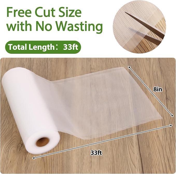 Vacuum Sealer Bags for Food Storage, 3 Rolls 8" x 33', Cut-to-Size Bags | 3Mil Embossed BPA-Free Puncture-Resistant Rolls, Universal Fit for Sous Vide, Meal Prep, Freezer Storage & Food Preservation