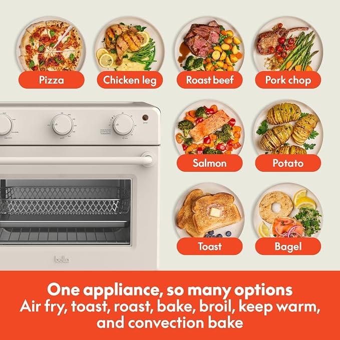 bella 6 Slice Toaster Oven With Air fryer, Oatmilk