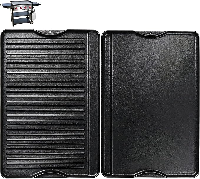 24" X 16" Reversible Cast Iron Griddle for Camp Chef, Stove Top Accessories | Flat top griddle plate for universal 4 burner stove & gas/charcoal/propane outdoor grill, even heating, durable,easy to clean