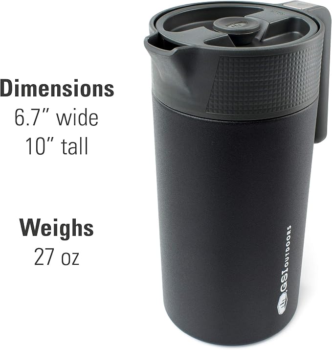 GSI Outdoors Glacier Stainless JavaPress, 30 fl oz, French Press Mug