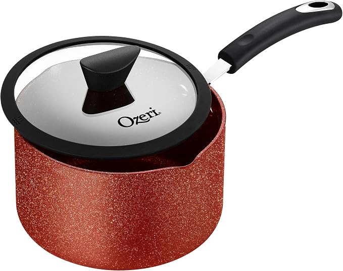 The All-In-One Stone Saucepan and Cooking Pot By Ozeri | Utilizes A Stone-derived Coating From Germany That Is 100% Free of APEO, GenX, PFBS, PFOS, PFOA, NMP and NEP