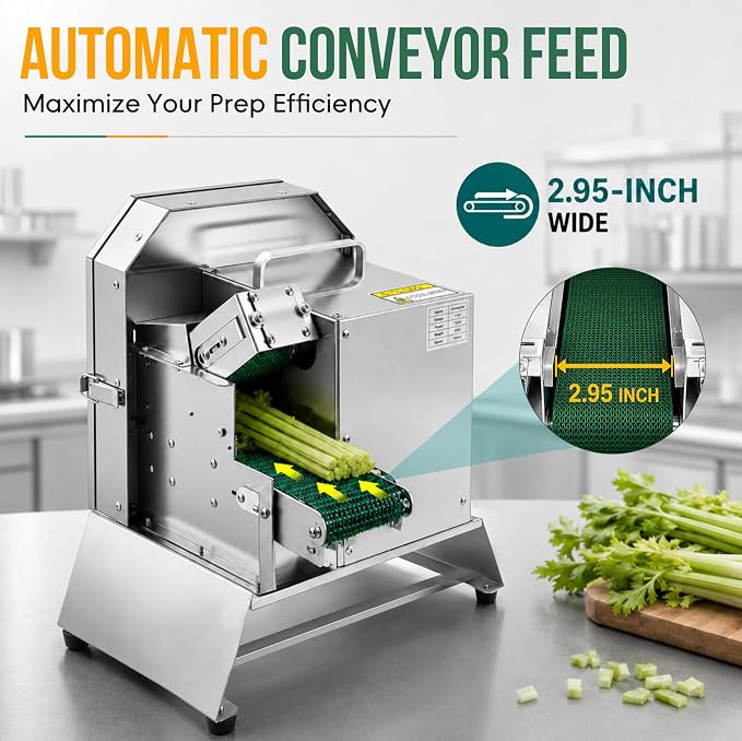 Electric Vegetable Slicer, 300W High-efficiency Automatic Fruit Slicer, 1-35mm Adjustable Thickness Vegetable Cutter for Home and Commercial Use, Track and Blade Rotation Speed Adjustable