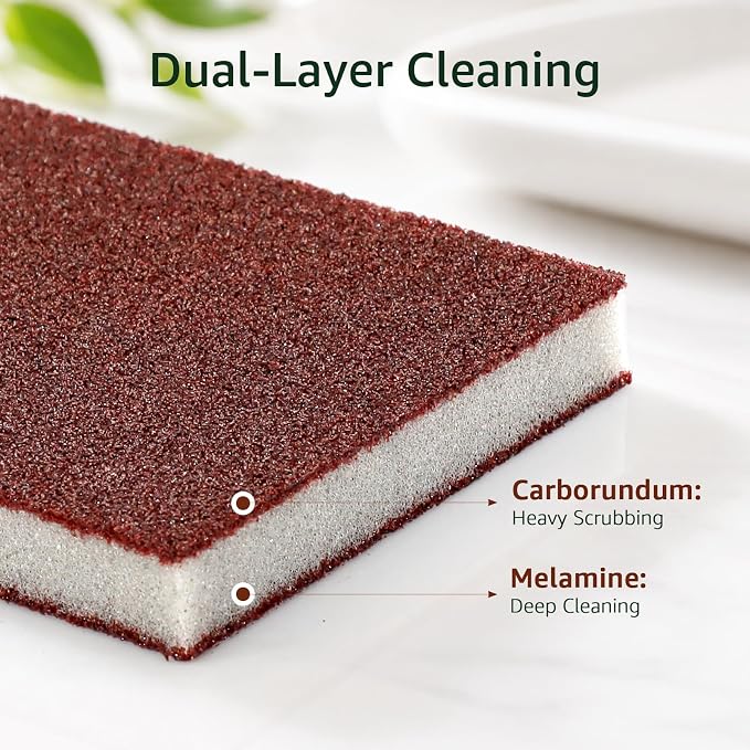 10 Pack Magic Carborundum Sponge Pads Heavy Duty Rust Scrubber for Cookware | High Density Emery Sheets Remove Baked-On Grease and Grime from Pots Pans Sinks Grills Stovetops Kitchen Bathroom Surfaces