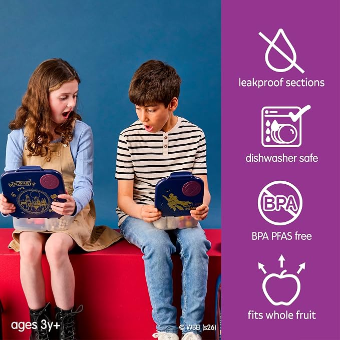 b.box Harry Potter Mini Lunch Box Kids, Snack Containers for Kids, 4.25 Cup | Bento Box for Kids, Perfect 1st Lunch Box, Lunch Containers, Leak Proof, Dishwasher Safe, BPA Free, PFAS Free, Ages 3+