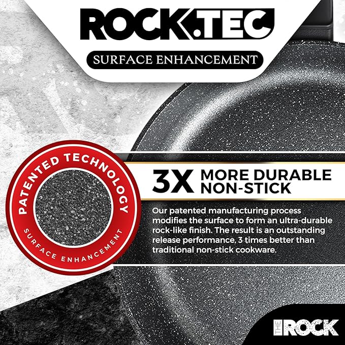 THE ROCK SOHO 9.5-Inch Nonstick Frying Pan with Lid – Compact for Urban Kitchens, Nothing Sticks, Never Warps, Lasts Longer, Dishwasher Safe, Black
