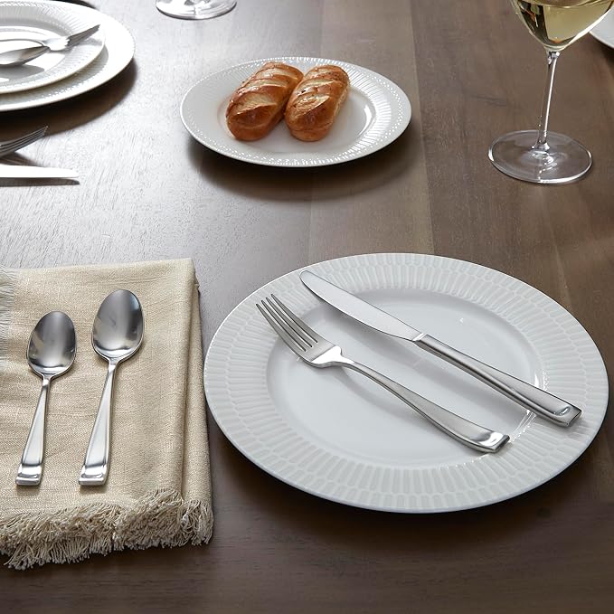 Oneida Moda Dinner Spoons Silverware Set for 4, Flatware | 18/10 stainless steel, mirror finish | dishwasher safe | great for soup or everyday dining, cutlery set