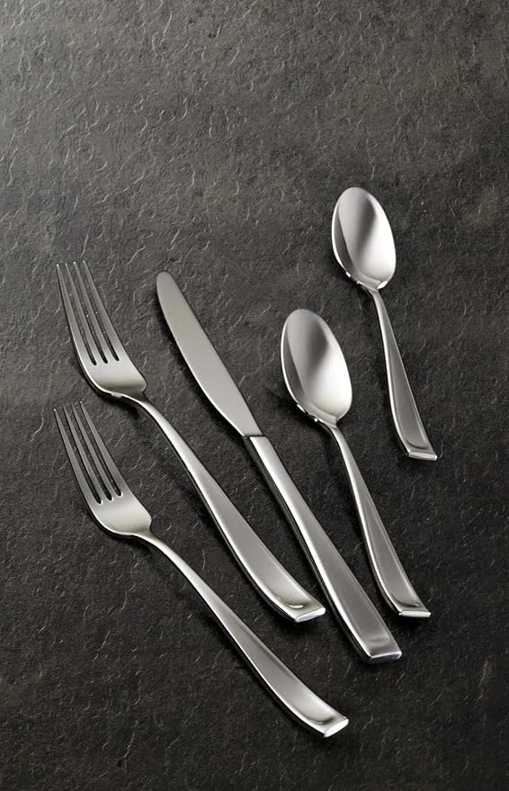 Oneida Moda 65-Piece 18/10 Silverware Set for 12, Flatware | mirror finish, dishwasher safe | includes serving spoons and utensil set | heavy duty, cutlery set for kitchen and dining
