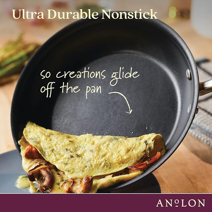 Anolon Advanced Home Hard-Anodized Nonstick 5 Qt Saute Pan with Lid and Helper Handle, Deep Frying Pan, Moonstone