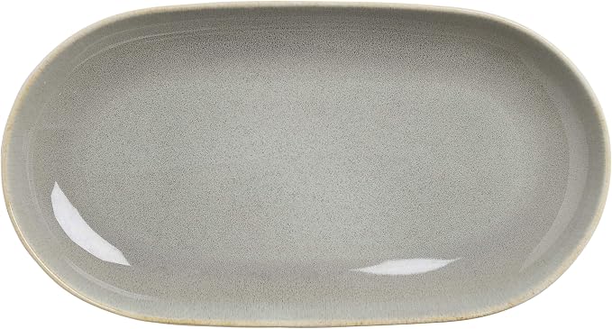 SANGO Resona Moss Serving Platters Set of 2, 14/12 Inch Stoneware Serving Dishes for Entertaining, Glossy Party Serving Trays with Reactive Glaze, Buffet Oval Platters for Bread, Appetizer, Cheese