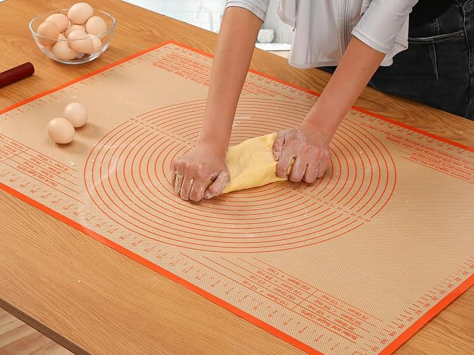 Silicone Pastry Mat 34x26 Inch Nonstick Baking Mat -Perfect for Doug, Pastry, Bread, Dough Rolling, Kneading Board, Pie Crust, Fondant, Pasta/Pizza, Kitchen Counter Mat