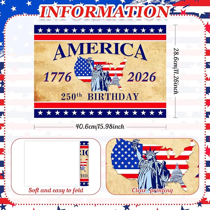 50Pcs Patriotic Paper Placemats Disposable 11x16 Inch Vintage Table Mats | American Flag Red White Blue Star Striped, 4th of July Memorial Day America 250th Birthday Party Decor