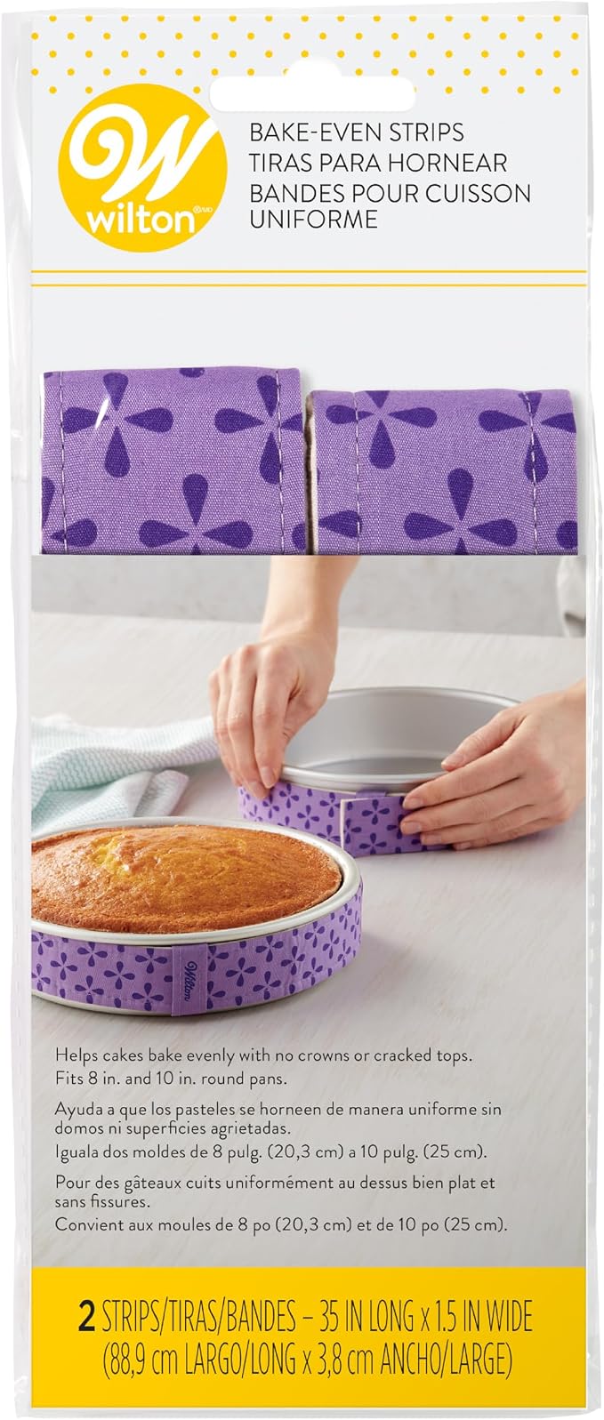 Wilton Bake Even Cake Strips, Level Cakes, 2-Piece Set | Absorbent Cake Strips Wrap Around Pans to Prevent Domed Tops & Cracked Edges for Moist, Evenly Baked Level Cakes