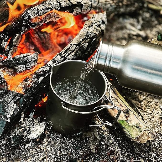 Bestargot Titanium Pot 750ml, Coffee French Press | Portable French Press, Ultralight, Camping Pot, Compatible with Camp Stoves