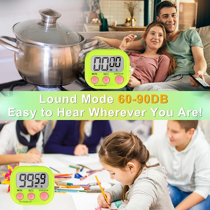 ZILLEEN Classroom Timer for Kids Teachers 2 Pack Digital Tmers Green | Strong Magnetic, Large Screen, Big Button, Teacher Classroom Must Haves Kitchen Timers for Cooking Egg Exercise Study