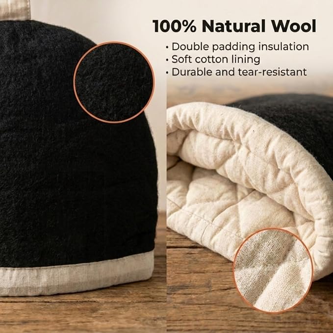 Glaciart One Wool Teapot Cozy Kettle Cover | Dome Shaped Large Tea Cosy, Kettle or French Press | Handmade & Needle Felted from Natural Wool | Warms Up to 2 Hours | Great as Gift