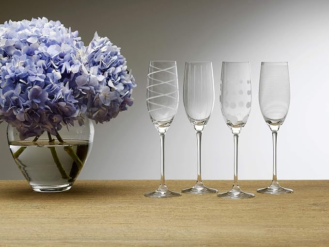 Mikasa Crystal Cheers Champagne Flutes, Set of 4, 8 fluid ounces