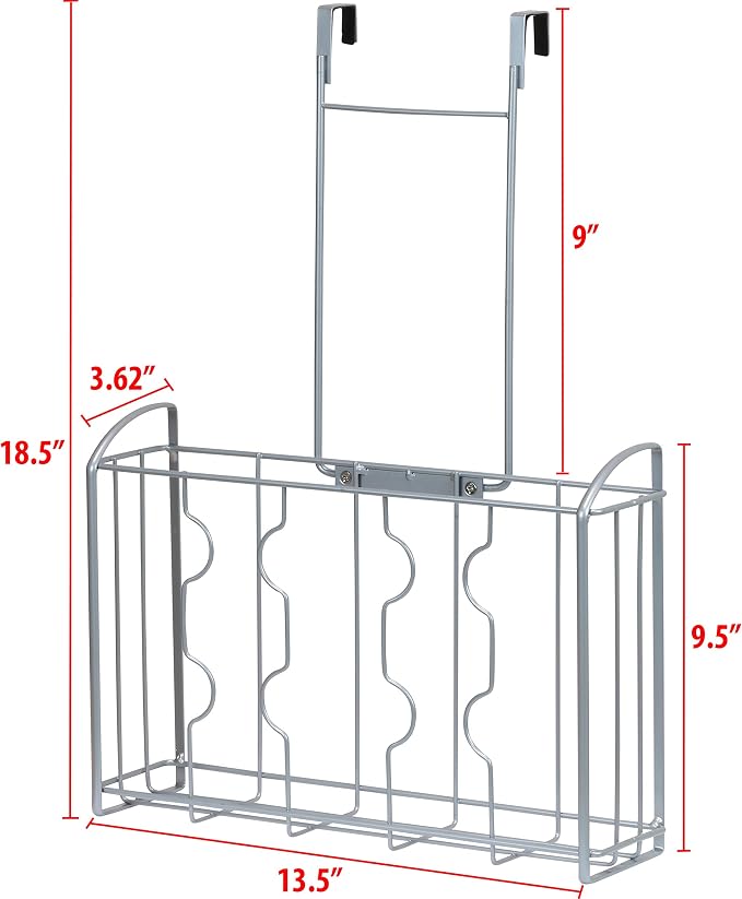 Simple Houseware Over Cabinet Door Organizer, Silver
