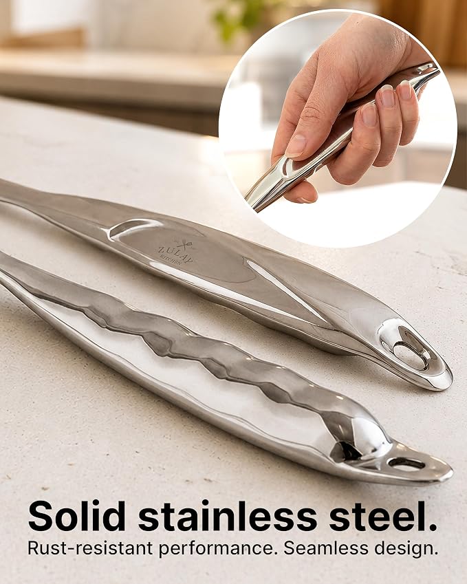 Zulay Kitchen Stainless Steel Soup Ladle - 13” Large Ladle for Soups, Stews & Sauces - Durable, Heat-Resistant, Rust-Proof & Dishwasher Safe Kitchen Utensil with Ergonomic Handle