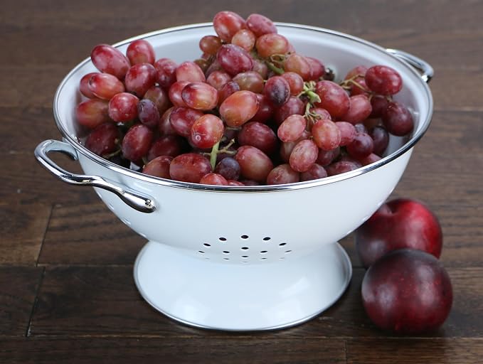 Calypso Basics by Reston Lloyd Powder Coated Enameled Colander, 3 Quart, White,80300