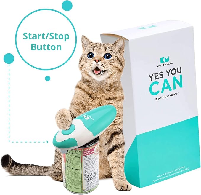 Kitchen Mama Auto Electric Can Opener, Teal | Automatic, Hands Free, Smooth Edge, Food-Safe, Battery Operated