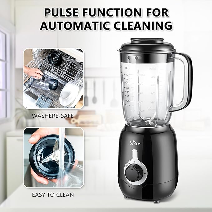 Bear Blender, 2025 New 700W Smoothie Countertop Blender with 40oz Cup for Shakes and Smoothies, 3-Speed for Crushing Ice, Puree and Frozen Fruit with Autonomous Clean | 40oz Cup for Shakes and Smoothies, 3-Speed for Crushing Ice, Puree and Frozen Fruit...