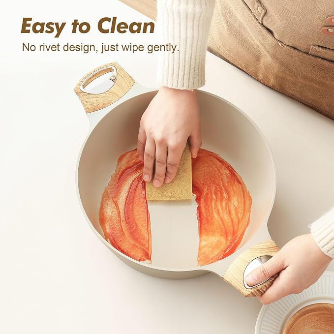 SENSARTE Ceramic Nonstick Stock Pot with Lid, 2.6/4.5/6.6/8.5/11 QT Soup Pot Casserole Pot, Non-toxic Healthy Pasta Pot, Large Cooking Pot Stew Pot, Induction Compatible, PFOA PFAS PTFE Free, Taupe