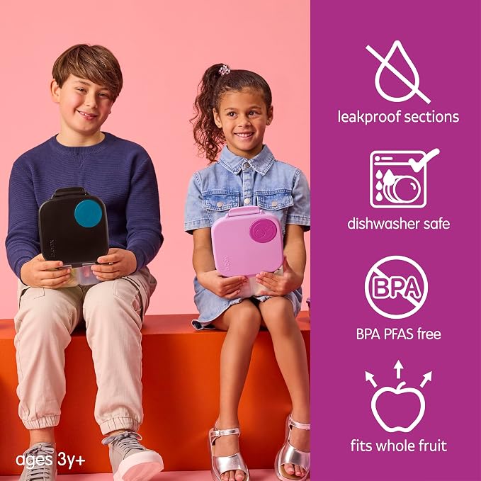 b.box Mini Lunch Box, Snack Containers for Kids, Lunch Box Kids, 4.25 Cup | Bento Box for Kids, Lunch Containers, Leak Proof, Dishwasher Safe, BPA Free, PFAS Free, Ages 3+ — Sugar Plum