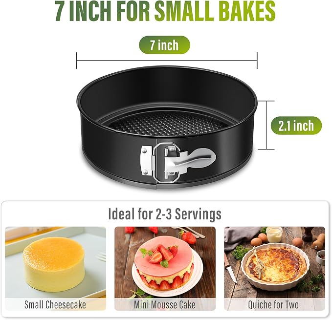 Vakoo 7 Inch Springform Pan - Nonstick, Leakproof Mini Cheesecake Pan for Baking, Easy Release, No Parchment Paper Needed