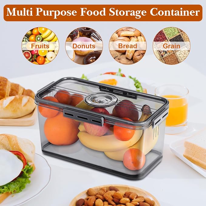 ANYPROLUS Bread Box for Homemade Bread Boxes for Kitchen Counter Airtight, Time Recording Bread Storage Container with Lid, Bread Containers Storage Airtight Loaf Bread Keeper, Large, Dark Grey