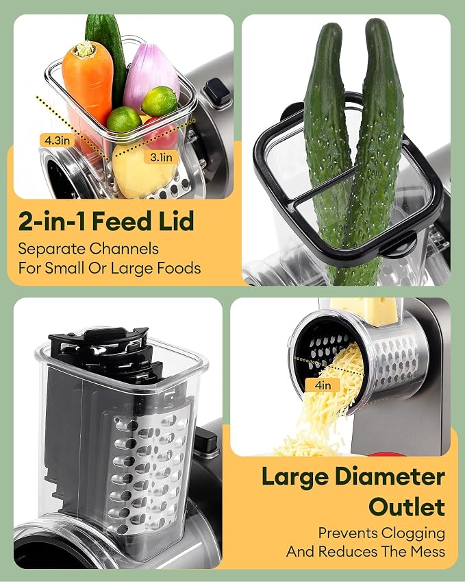 300W Electric Cheese Grater with 5 Stainless Steel Blades | Cheese shredder for Slicing, Shredding and Grinding Cheese, Vegetables, Fruits and Nuts with Easy one-touch Operation.